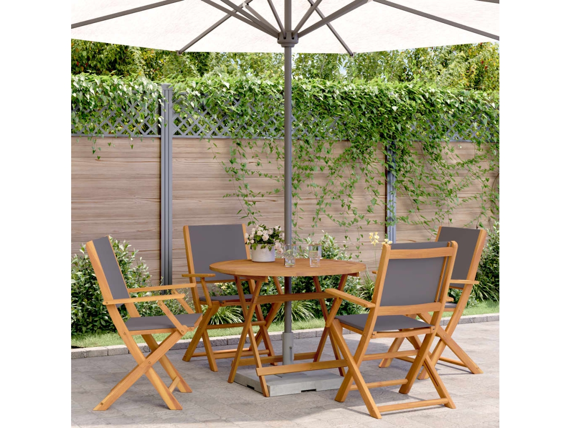 Vidaxl 5 Pcs Conj. Jantar P/ Jardim Tecido/madeira Maciça Antracite