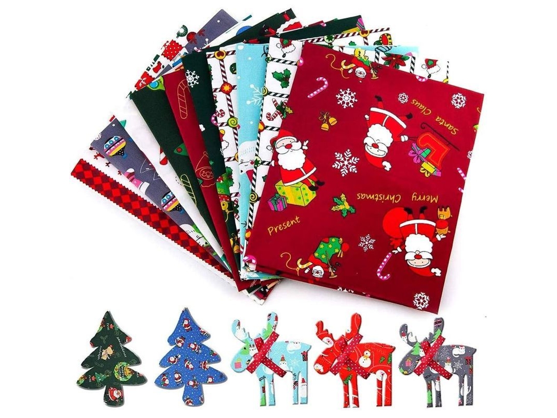 10 Peças De Tela De Algodão De Natal Com Patos Amarelos E Golfinhos Azuis 25x25cm