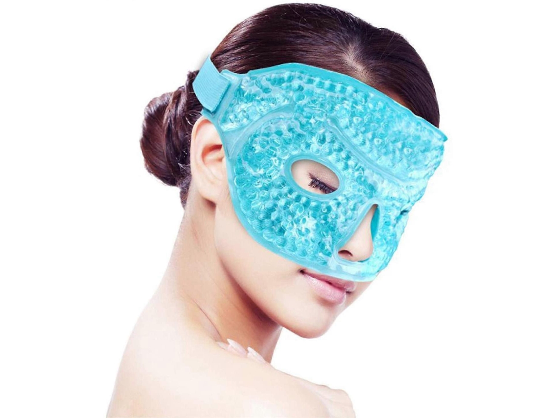 Máscara de Gel Refrescante para Olhos Inchados e Secos, 2 Contas Reutilizáveis, com Bolsa, Terapia Quente e Fria, Azul AQUAFORGE