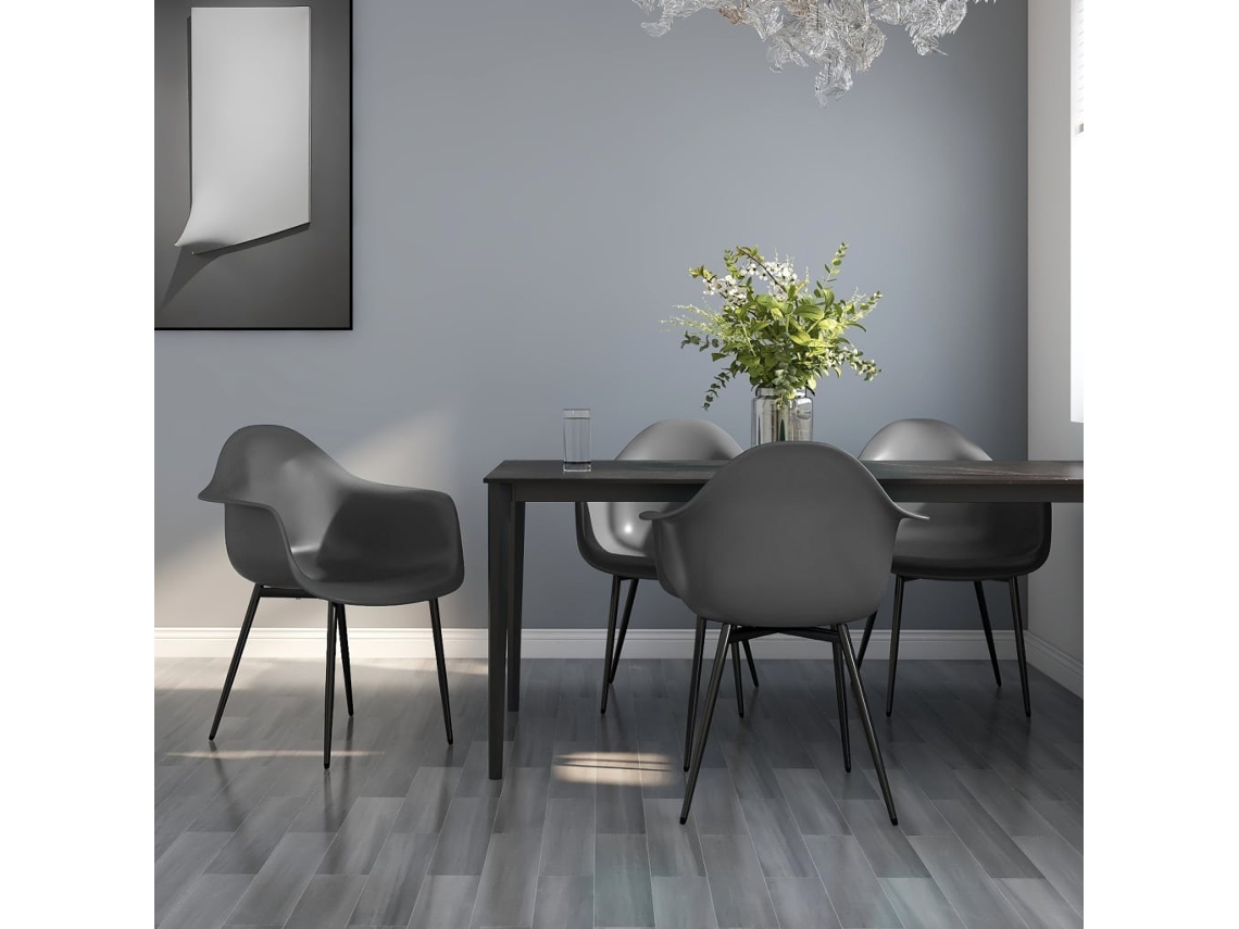 Vidaxl Cadeiras De Jantar 4 Pcs Pp Cinzento