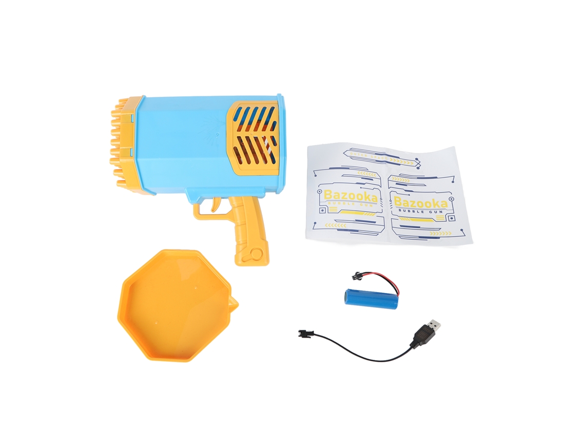 Omni-máquina De Bolhas Elétrica Portátil, Criadora De Bolhas Para Crianças, Brinquedo Ao Ar Livre, 88 Furos, Azul Amarelo