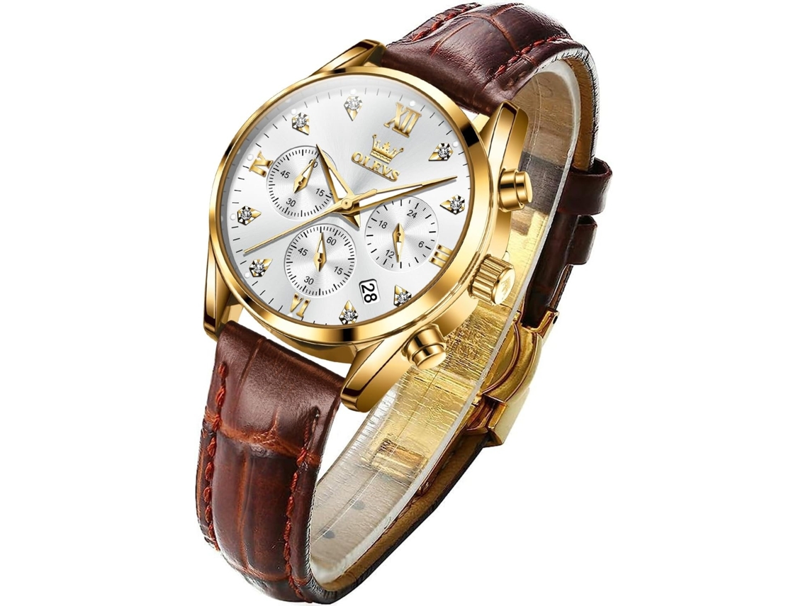 Lurelia Relógio Digital Feminino, Movimento De Quartzo, Analógico, Visor Digital, Cronógrafo, Data/calendário, Luminoso, Detalhes Com Strass, 32 Mm