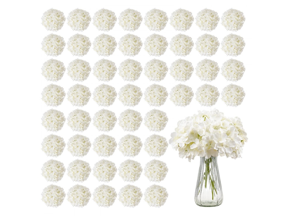 Conjunto De 65 Hortênsias Artificiais Brancas Em Seda Para Decoração Tekmaquinas