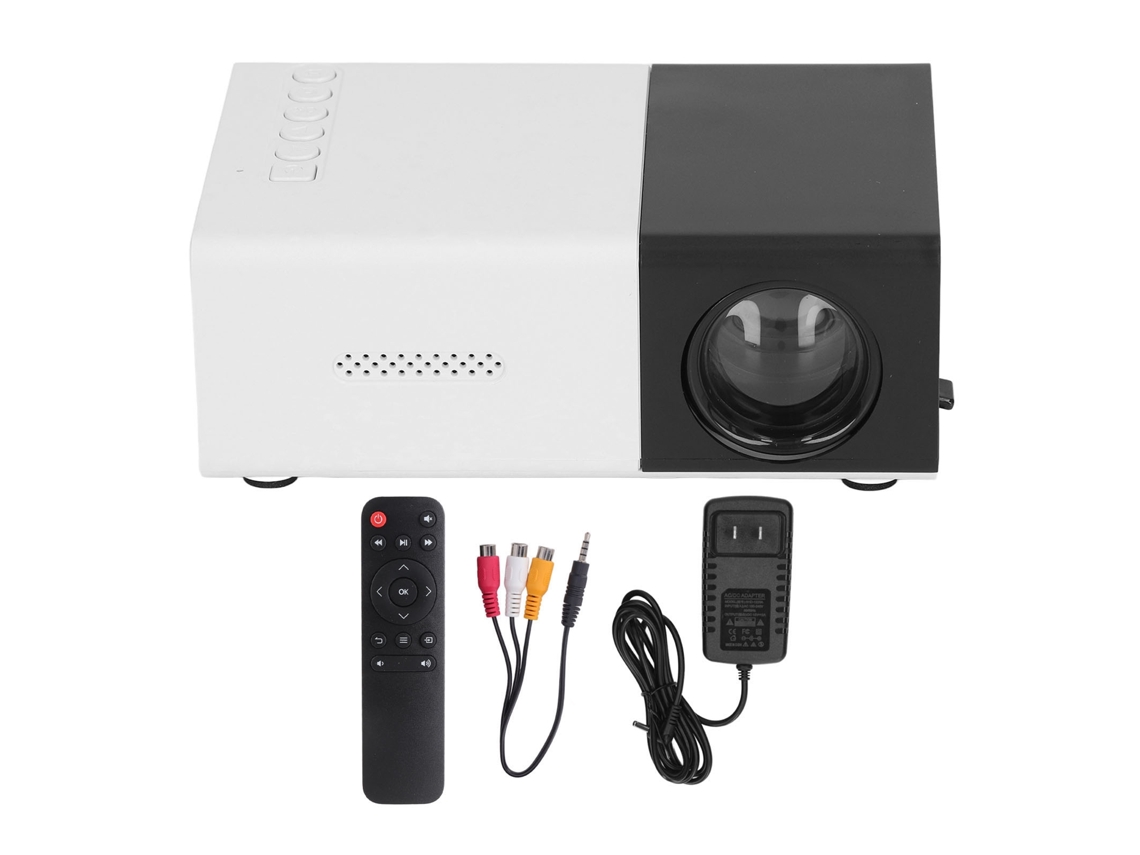 Projetor Mini com Alto falantes Integrados Imagem de Reflexão Difusa 1080p Portátil para Filmes 100‑240v Plug Eua Preto