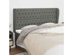 Vidaxl Cabeceira Cama C/ Abas Tecido 183x23x118/128 Cm Cinzento-escuro