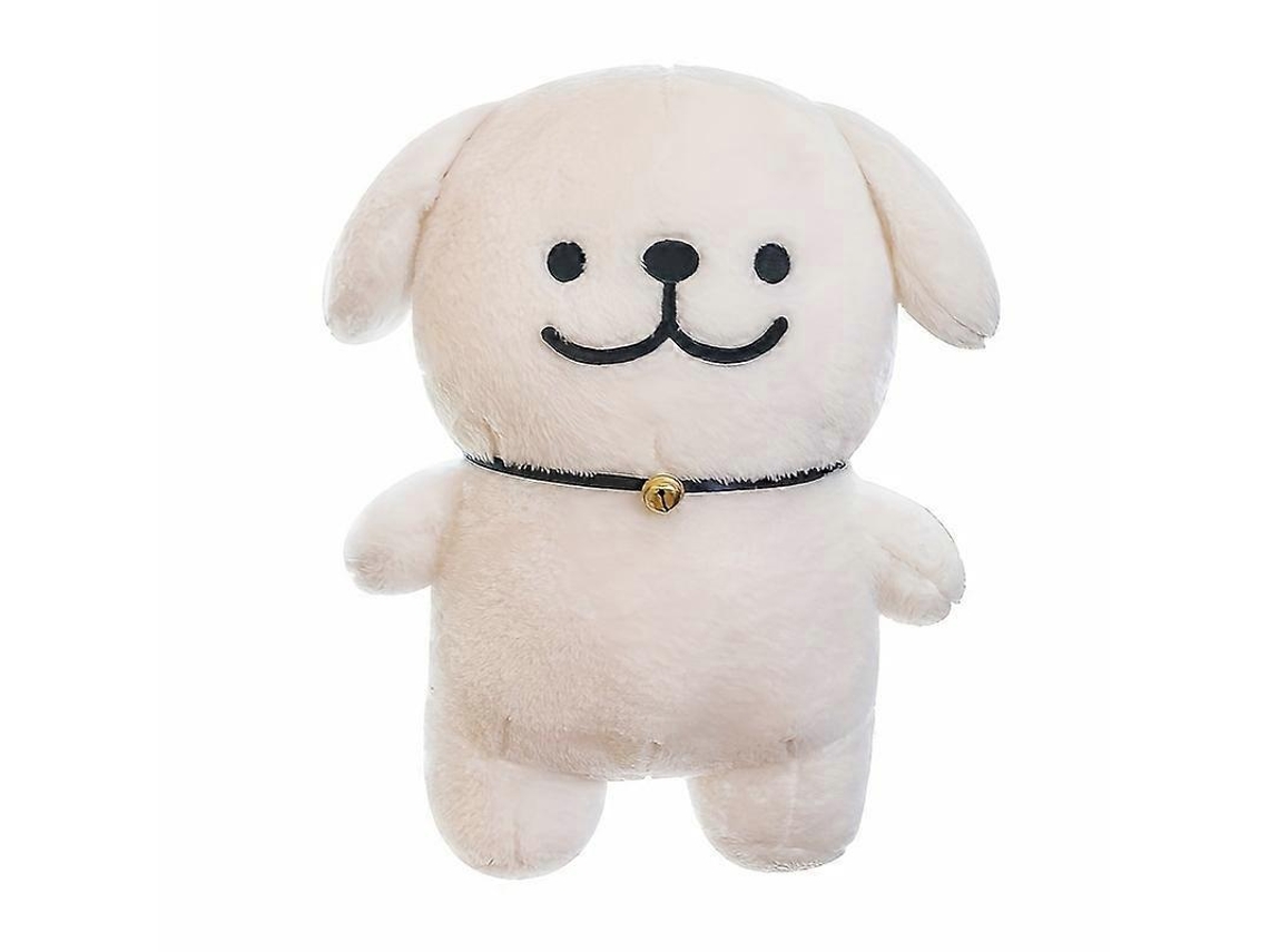 Cachorro De Pelúcia Branco, Colar Com Sininho, Almofada, Presente
