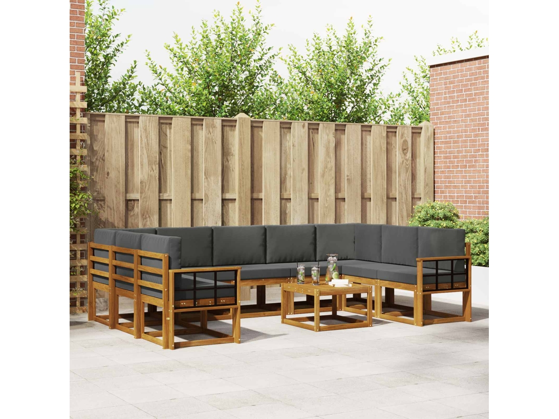 Vidaxl Conjunto De Sofás Para Exterior 10 Pcs Natural E Antracite