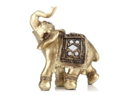 Estátua de Elefante Dourado Pequena Decorativa Elegante