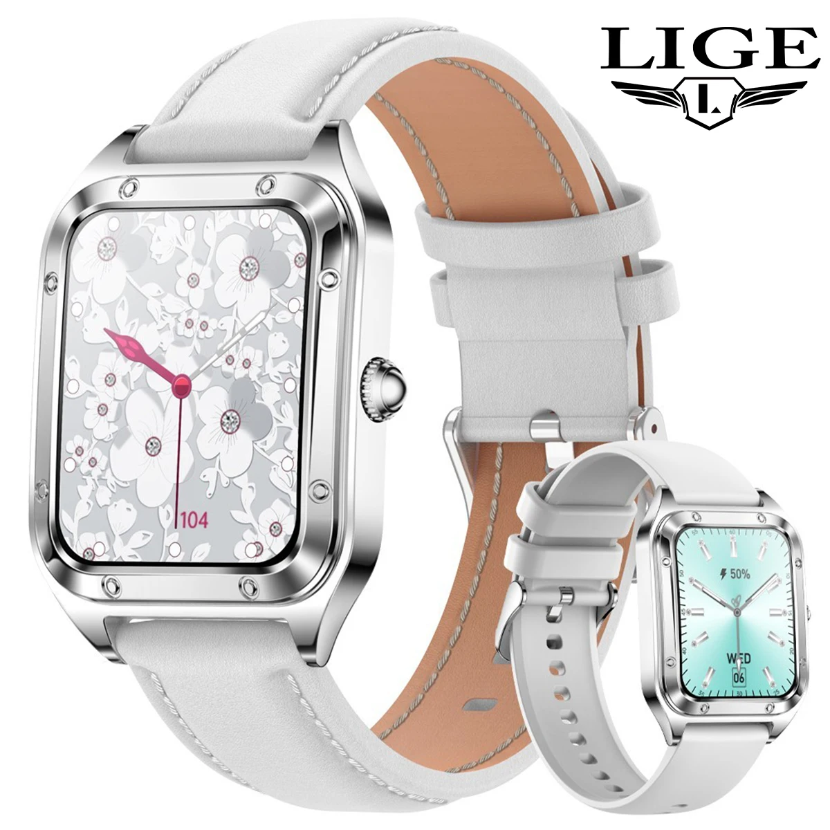 (silicone Silver White) Smartwatch Bluetooth Chamada À Prova D'água Esportes Fitness Ai Controle De Voz Full Touch