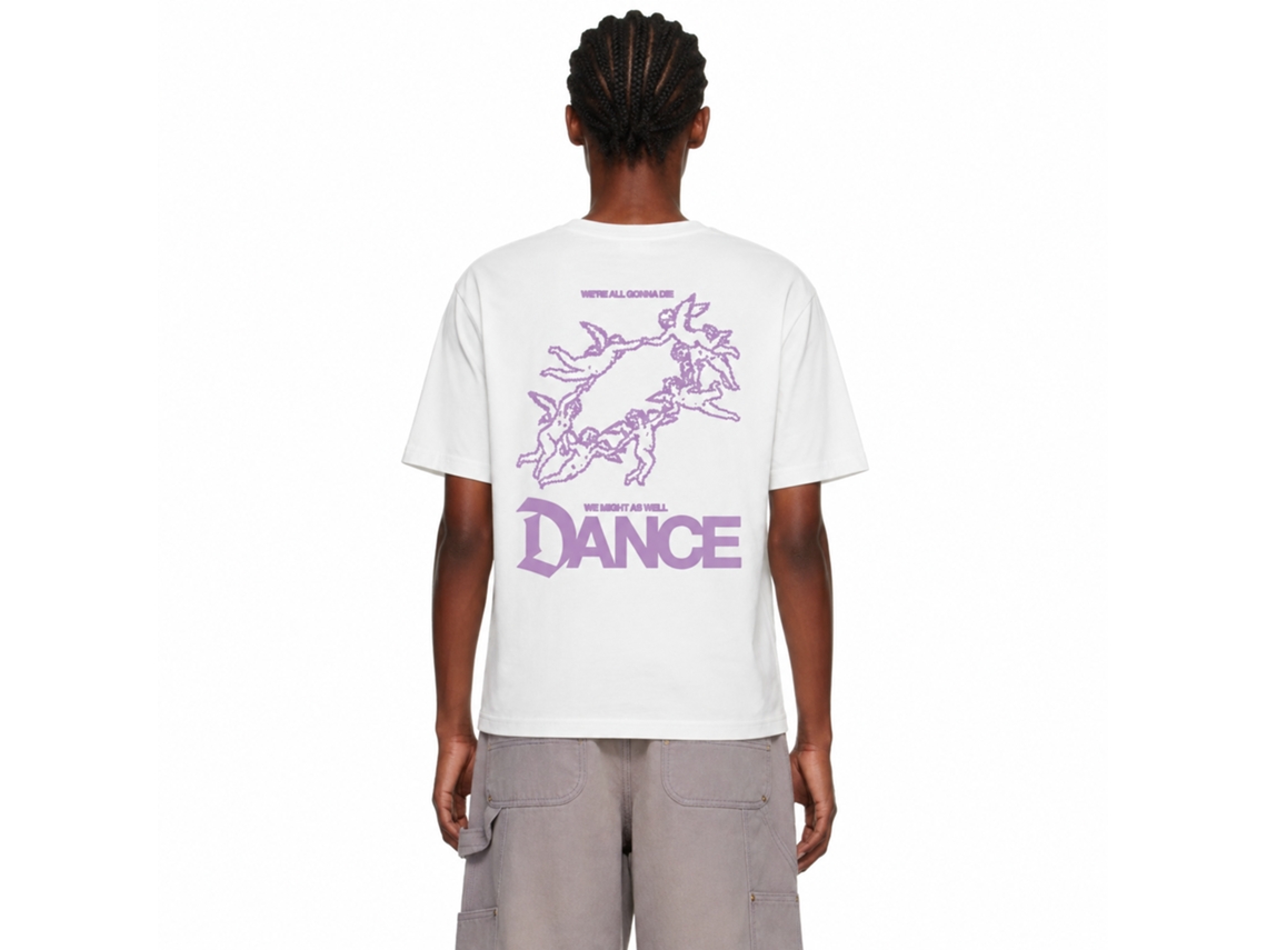 Camiseta branca Rockinstone We Might As Well Dance Rotbarsch Filet - Estilo de designer exclusivo