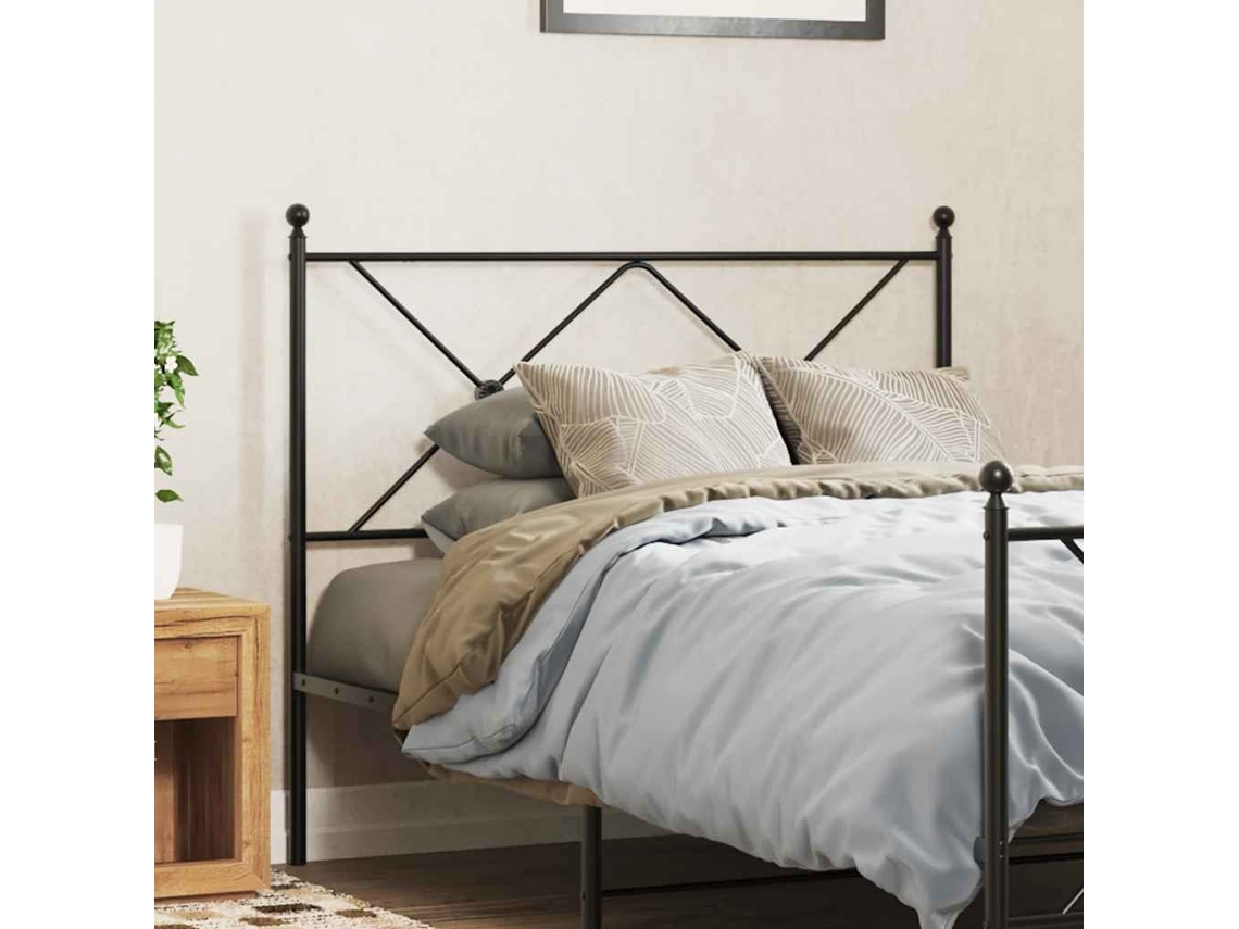 Vidaxl Cabeceira De Substituição 100 Cm Metal Preto