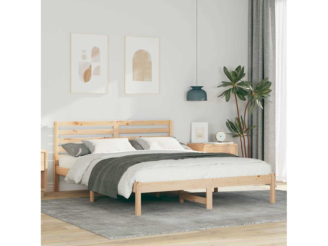 Vidaxl Estrutura Da Cama Com Cabeceira Castanho 140 X 200 Cm
