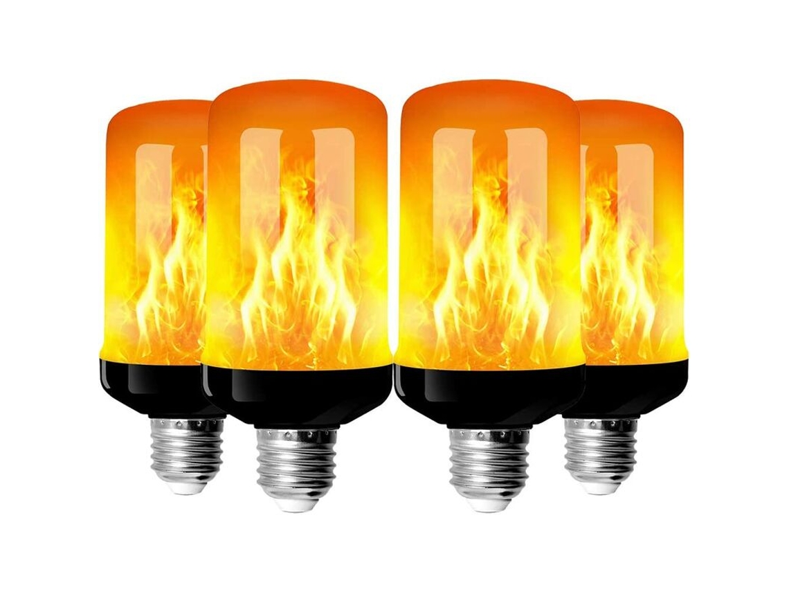 Conjunto De 4 Lâmpadas Led Decorativas, Formato De Chama, 5 W, 4 Modos, E27, Tema De Natal E Halloween