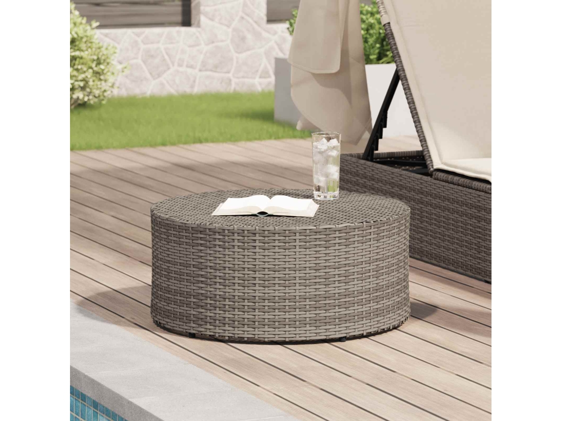 Vidaxl Mesa De Café Para Exterior Cinzento Ø 68 X 30 Cm Vime Pe