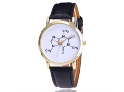 Relógio de Pulso Feminino de Quartzo com Pulseira Pu Casual Presente Preto