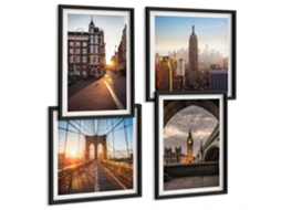 Composição De Quadros Paisagens Cachoeiras Natureza Espelharte (4 Peças)