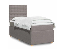 Vidaxl Cama com Molas/colchão 100x200 Cm Tecido Cinza acastanhado