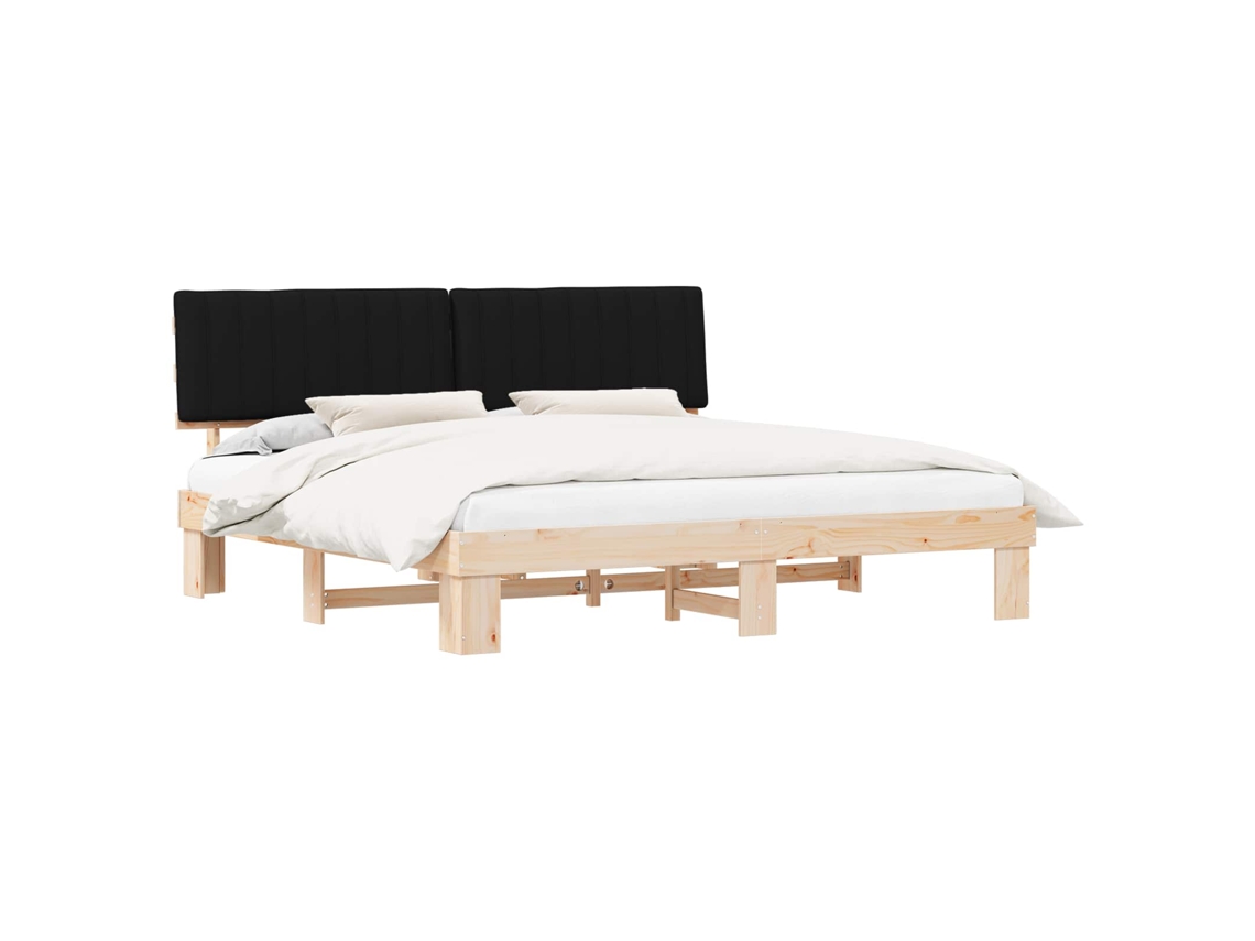 Estrutura de Cama com Cabeceira Estofada Preto 200x200 cm MAISON EXCLUSIVE