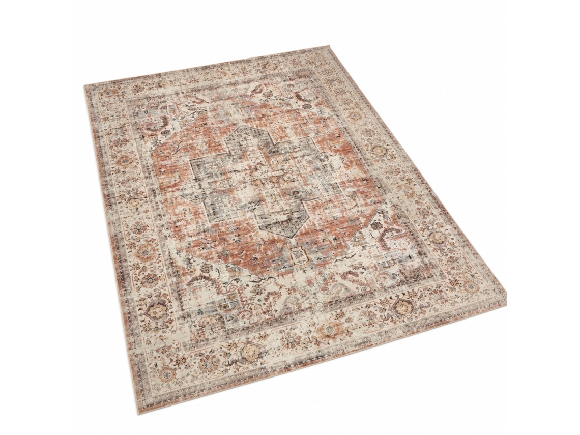 Tapete De Porta Medalhão Vintage 40 * 60 Cm, Lavável À Máquina, Laranja, Entrada, Antiderrapante, Interno