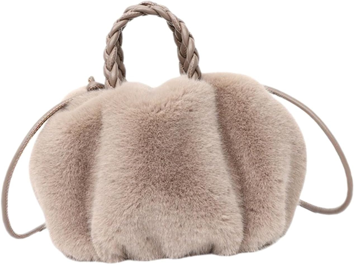 Bolsa De Ombro Feminina De Pelúcia, Estilo Casual, Material Macio, Funcional.