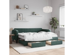 Sofá cama con gran cajón y cajones 80x200cm Terciopelo Verde Oscuro