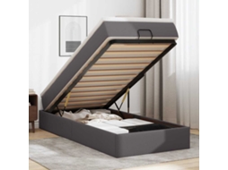 Moldura de Cama Síriaxl Otomana com Colchão Cinza 90x200cm Couro Falso
