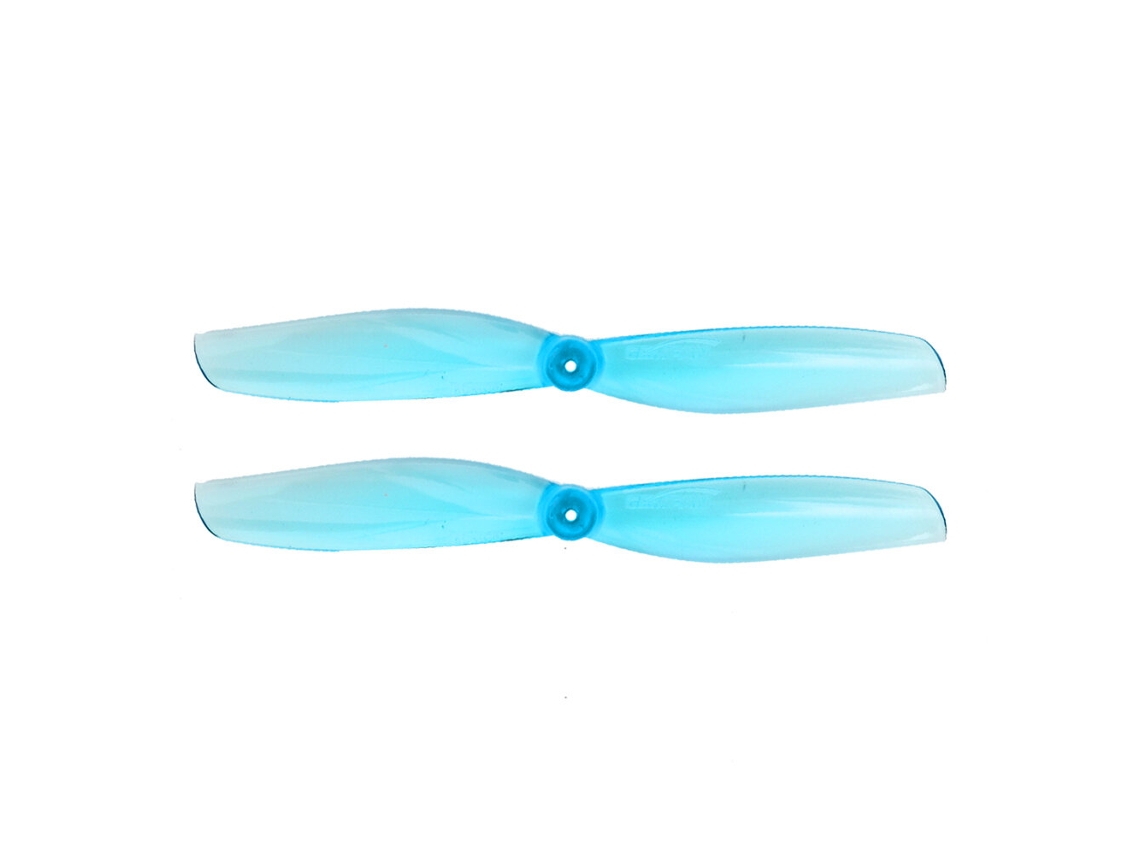 Hélice Gemfan 65mms de 65mm com 2 Pás e Furo de 1mm para Drones de Corrida Fpv, Azul Transparente . MDUG (4 Pares)