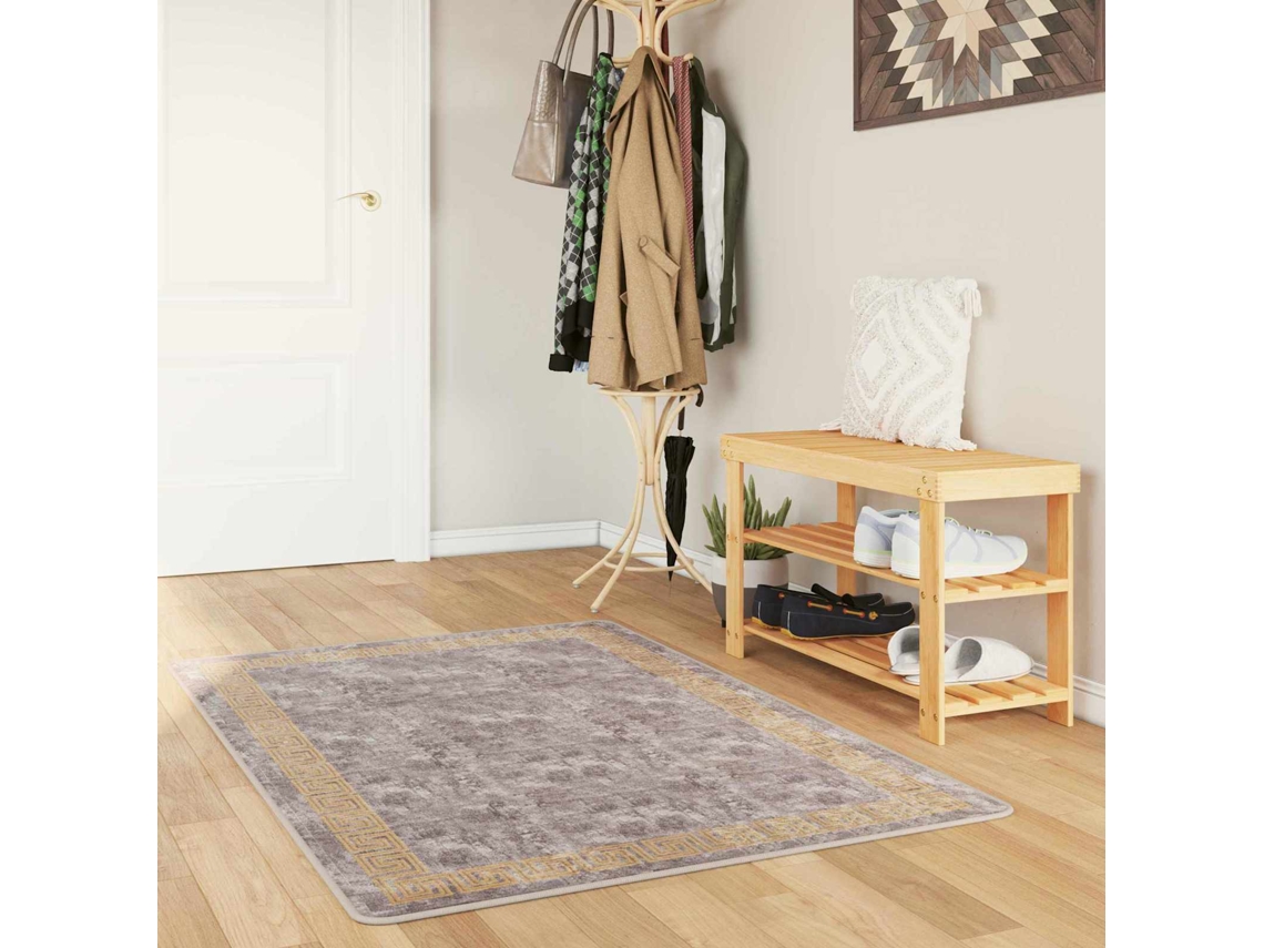 Vidaxl Passadeira Marsa Cinzento 100 X 200 Cm Poliéster E Pvc