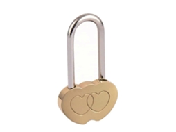 2 Fechaduras de Coração Duplo de 40mm para Aniversário, Material Latão Sólido Sem Chave, Gravável