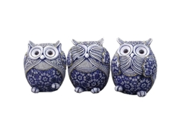 Estatua De Búho Azul Cute, Escultura Animal Artesanal, Ornamento Para Casa Y Oficina, 7.5×7.5×8.5cm