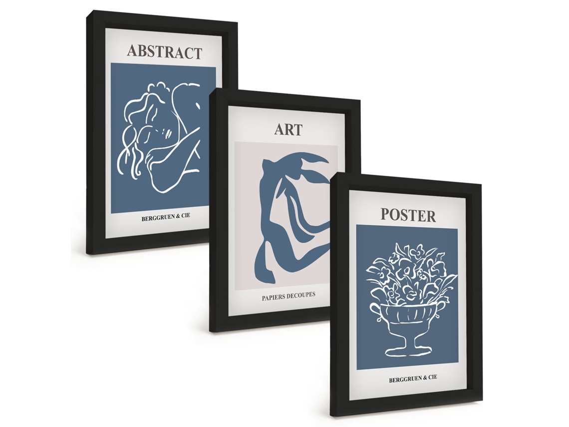 Composição De Quadros Padrões Abstratos Elegantes Ao Estilo Matisse Espelharte (3 Peças 20x30 Cm)
