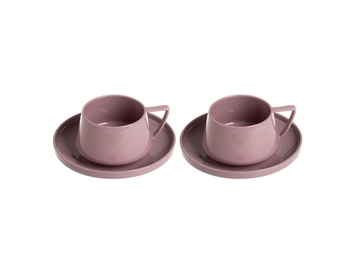 Conjunto de Xícaras Rebe-Porcelana E Prato, Home E Desk Xícara para Café, Leite, Cappuccino, Chá, Rosa, 2 Unidades