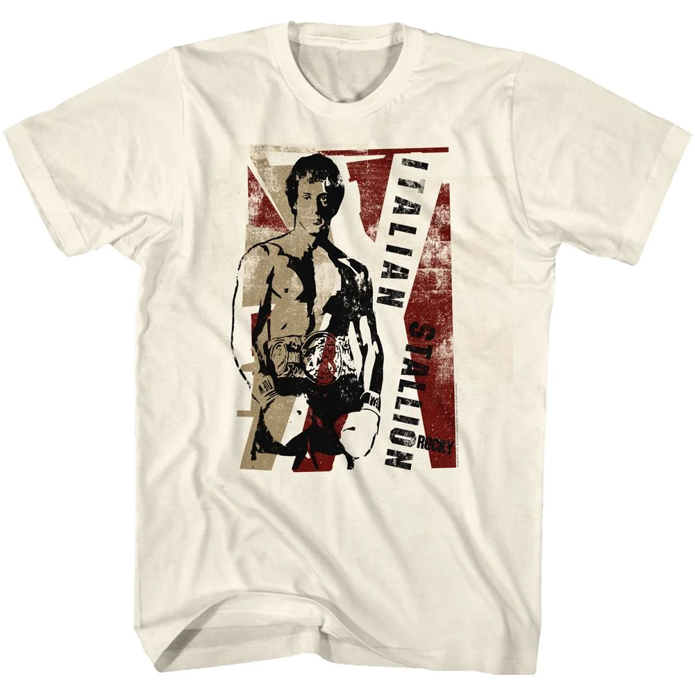 Rockinstone Rocky Movie Italian Stallion Solid Natural Adult T-shirt Size:xxxl