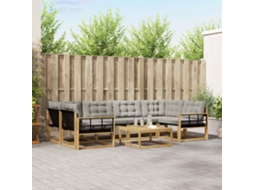 Vidaxl Conjunto De Sofás Para Exterior 7 Pcs Branco E Cinzento-claro