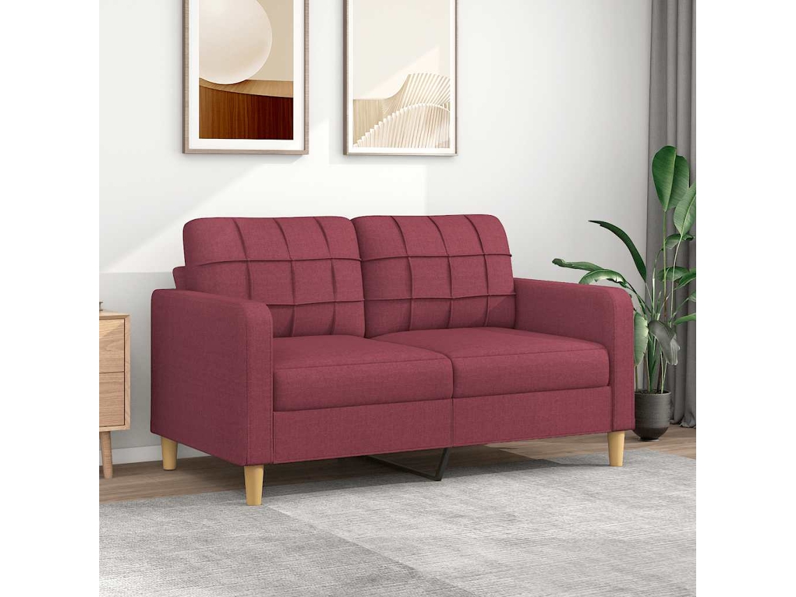 Vidaxl Sofá De 2 Lugares Tecido 140 Cm Vermelho Tinto