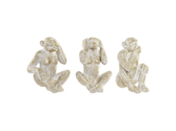 Figura Decorativa HOME ESPRIT Dourado Macaco Tropical 21 X 17 X 25 Cm 3 Unidades