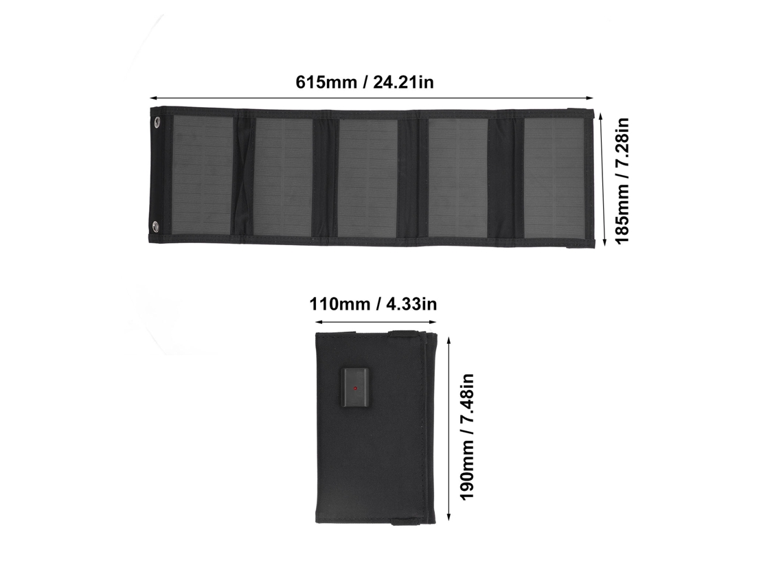 Painel solar dobrável de 5 V e 12 W com saída USB à prova d'água para celular, câmera e laptop.