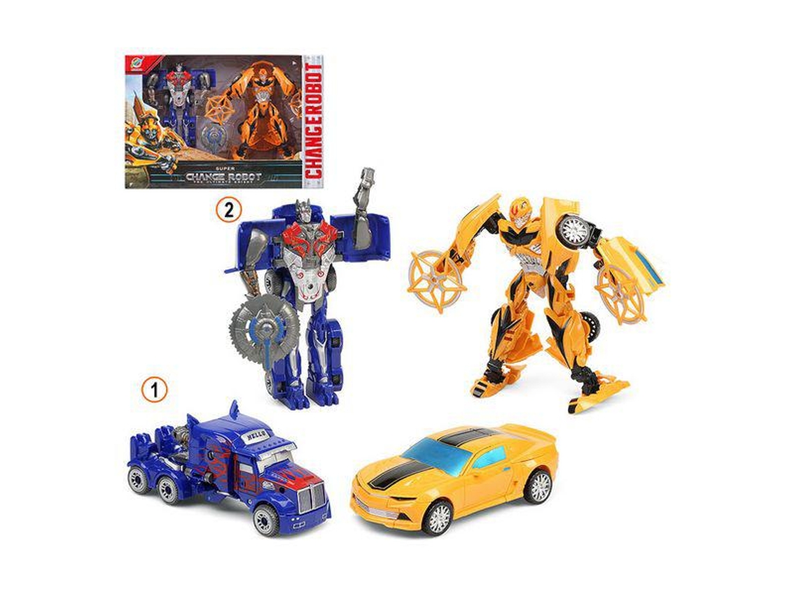 2 Super Robôs Transformável Azul Amarelo 111575
