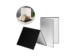 Refletor Difusor De Cartão Plegável 3 Em 1 (preto+branco+prata) Para Fotografia De Produtos Alimentares, Tamanho A4