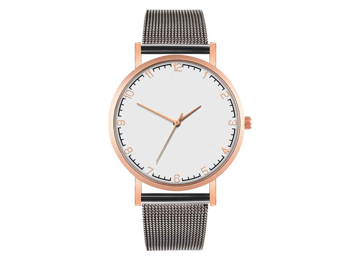 Reloj De Cuarzo De Pareja Estilo Casual Con Correa De Malla Moda (blanco Oro Rosa Negro)