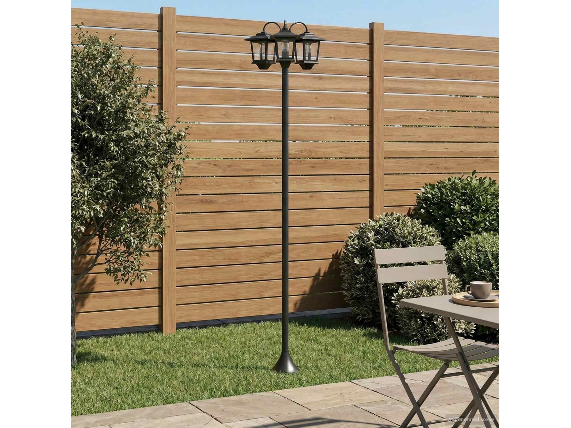 Vidaxl Lampião De 3 Cabeças Preto 16 X 16 X 187 Cm Alumínio E Abs