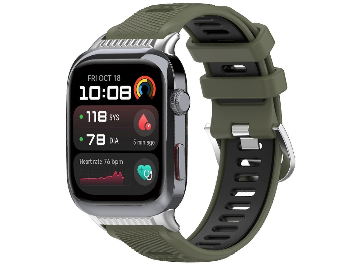 Pulseira De Silicone Bicolor Com Detalhe Em Metal Prateado Para Huawei Watch D2