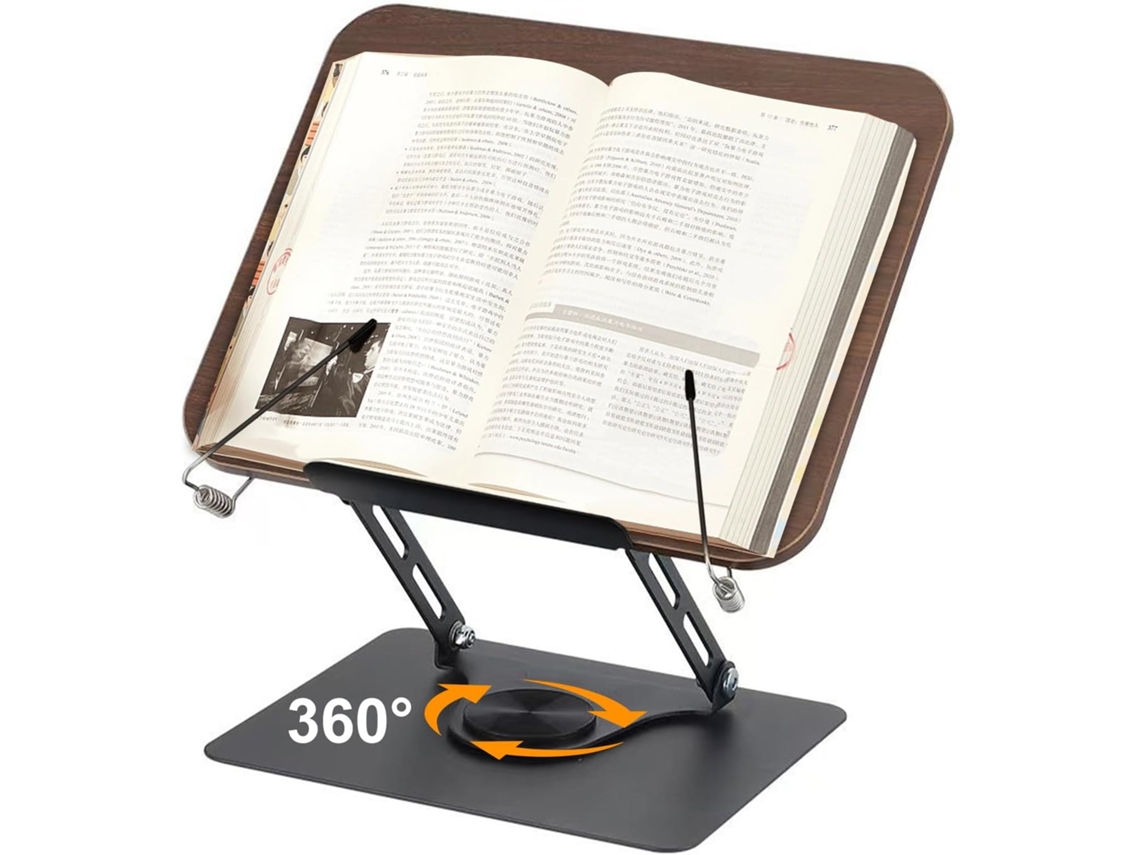 Suporte para partituras Slowmoose com base giratória de 360°, dobrável e com altura ajustável para partituras, livros pesados e laptops