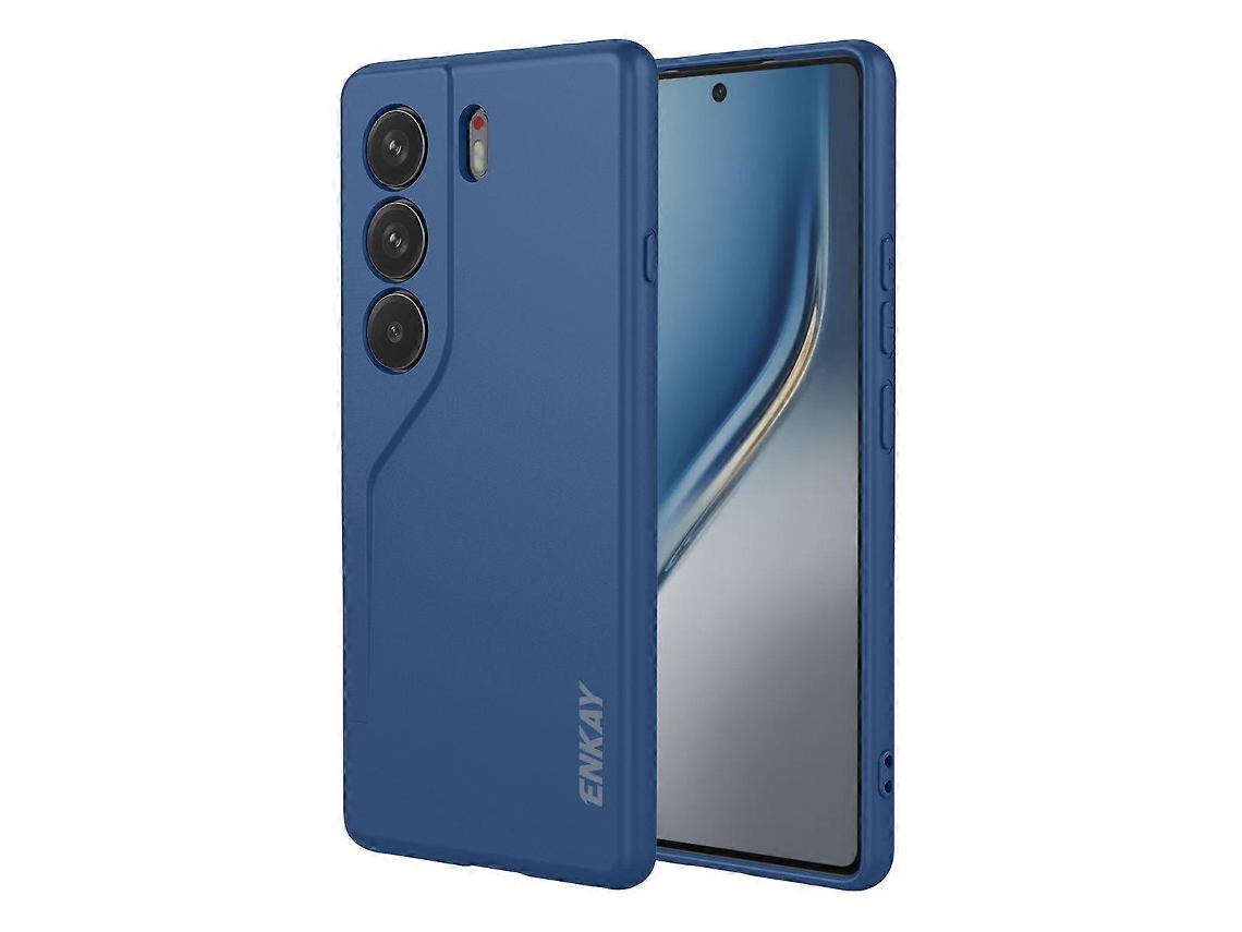 Capa De Silicone Para Tecno Camon 40 Pro 4g Enkay Hat Prince Com Borda Reta E Capa Traseira Para Celular, Azul Escuro