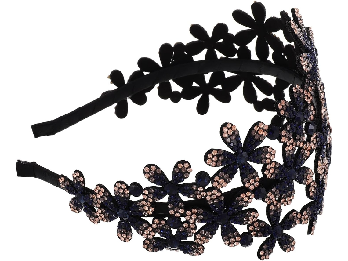 Faixa De Cabelo Larga E Elegante Com Estampa Floral Azul, Acessório Confortável.