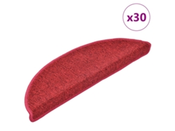 Vidaxl Tapetes De Escada 30 Peças 56x17x3 Cm Vermelhos Semi-redondo