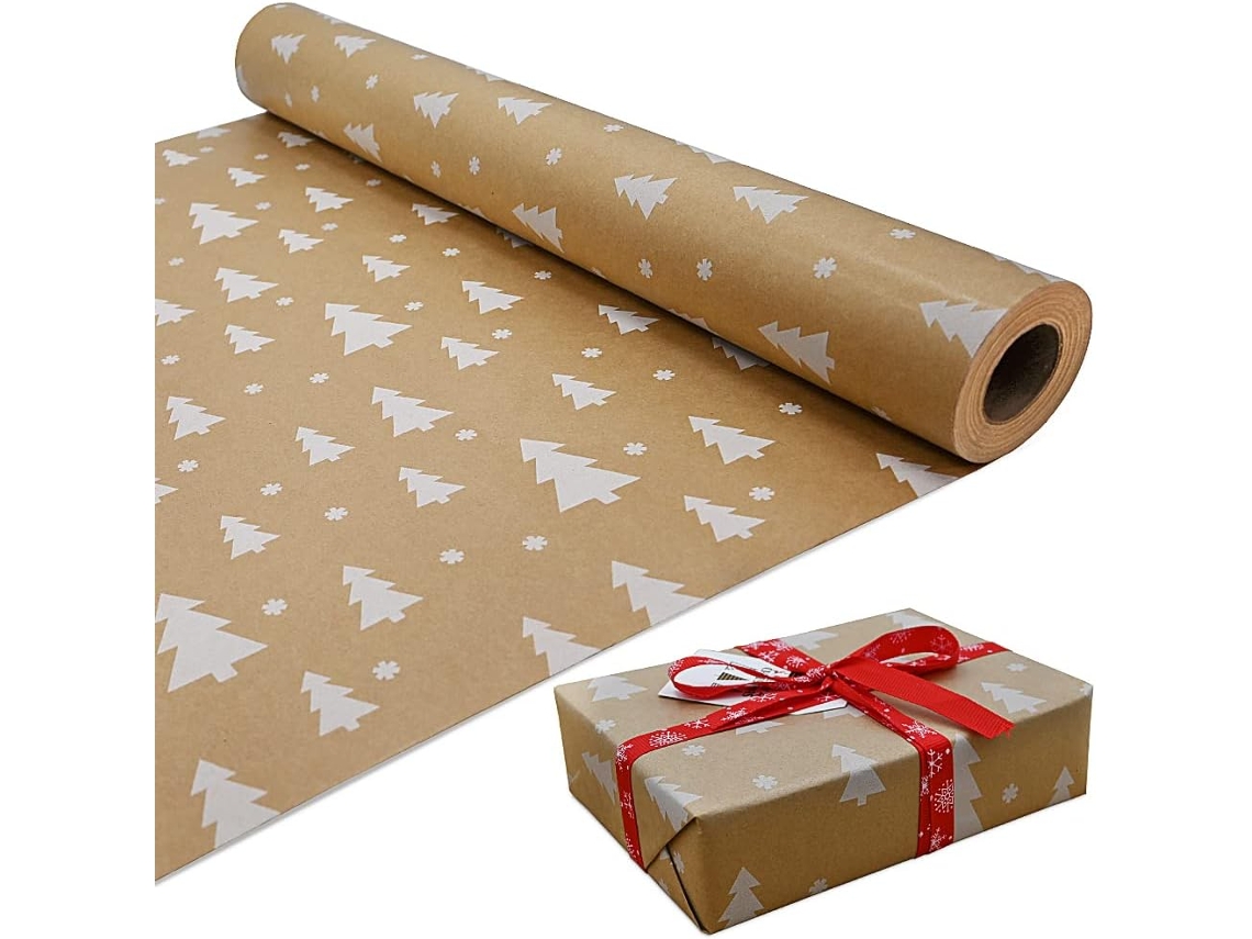 Papel De Embrulho 15m X 43cm, Pontos Brancos Em Kraft, 100 Reciclável, Para Presentes E Decorações Igvtrade