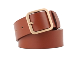 Cinto Feminino de Couro Pu Ajustável com Fivela de Ouro Moda Casual 35.4x1.3in