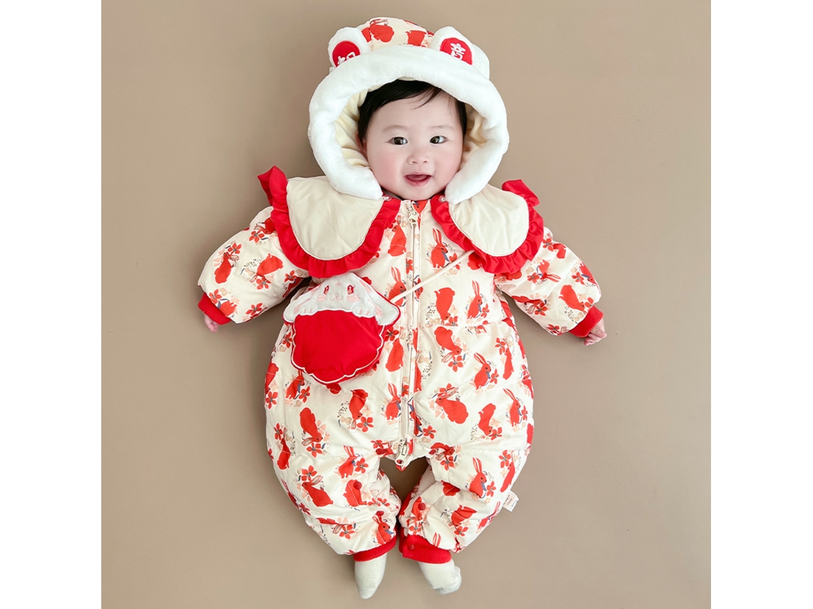 Roupas de Natal Coelho Pequeno Macacão de Inverno Engrossado Macacão Infantil 73Cm