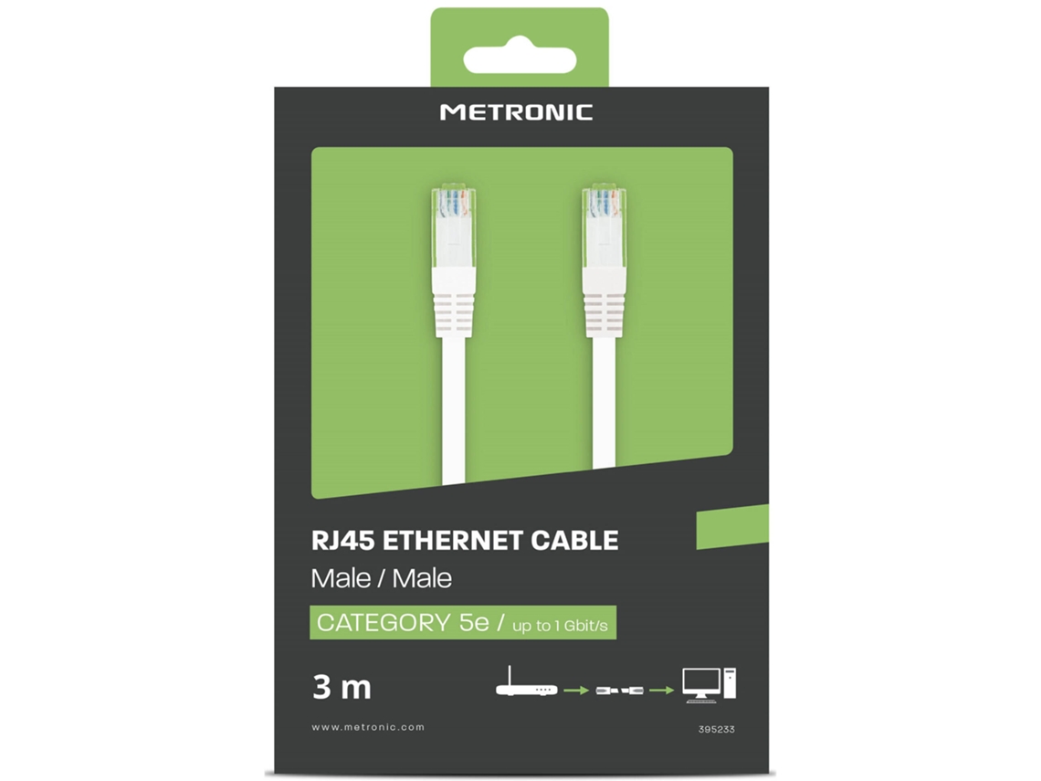 Cabo RJ45 Ethernet  3mts Cinza METRONIC emb. 1 un